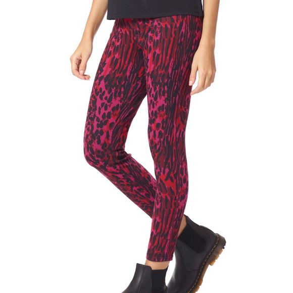 Hue Magenta Cheerful Cheetah High Waist Soft Denim Leggings, Size Medium… - Picture 4 of 6
